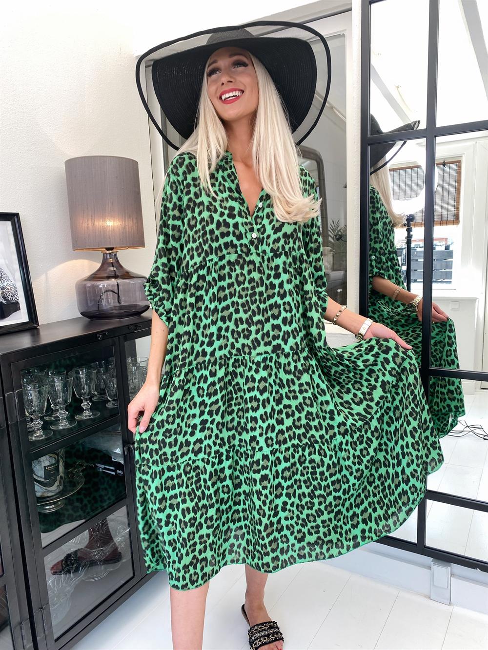 Amal leo - Skjortekjole med leopardprint